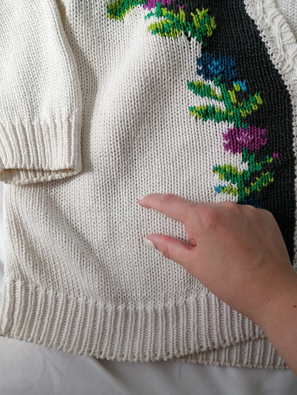 Vintage 90s Jantzen Rose Floral Knit Button Cardigan Cream Colourblock XL - Picture 5 of 17